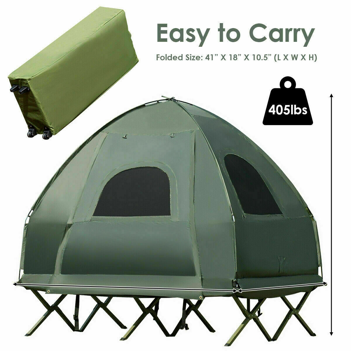 2-Person Compact Portable Pop-Up Tent/Camping Cot with Air Mattress ...