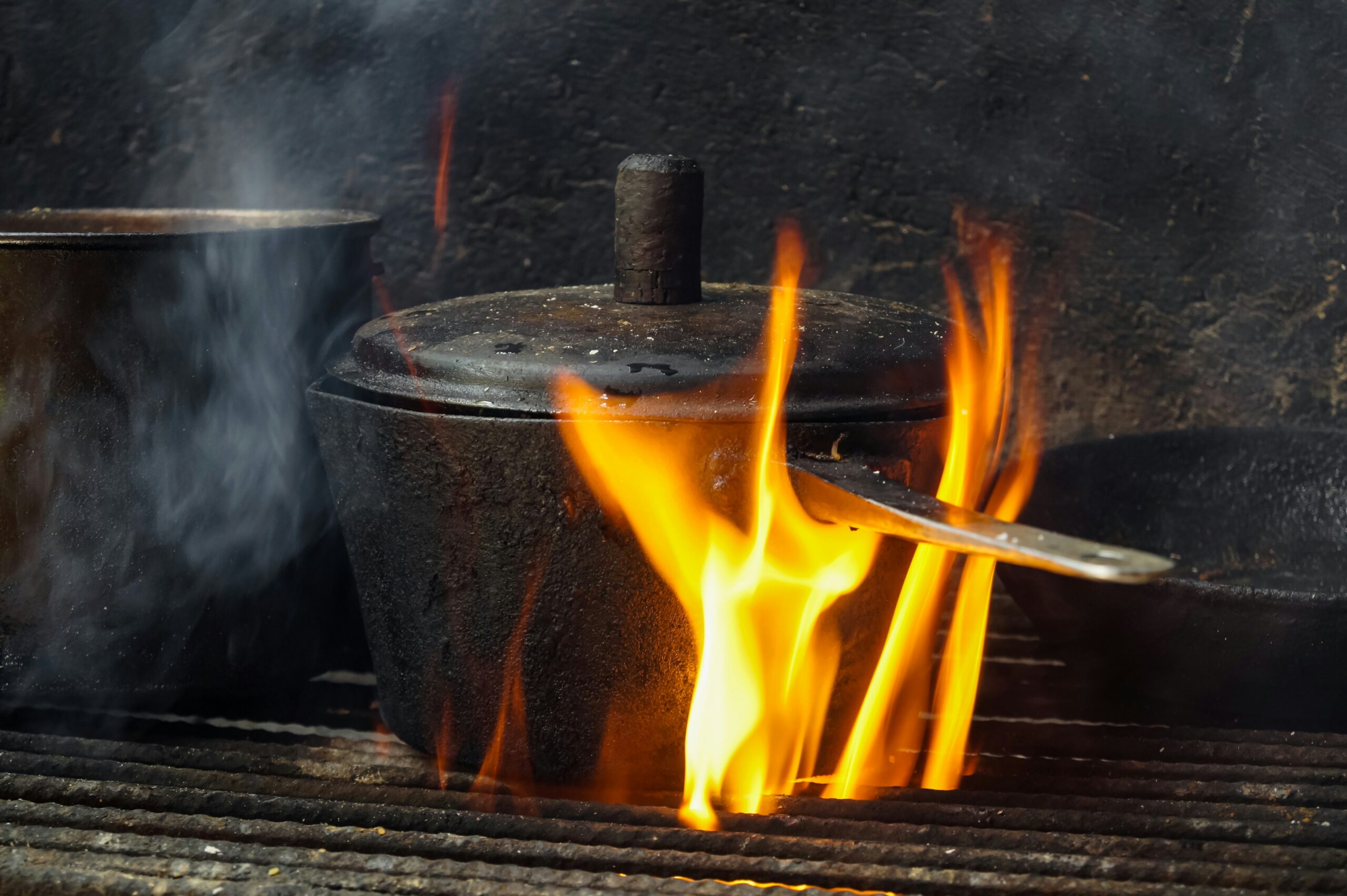 A pot on a fire