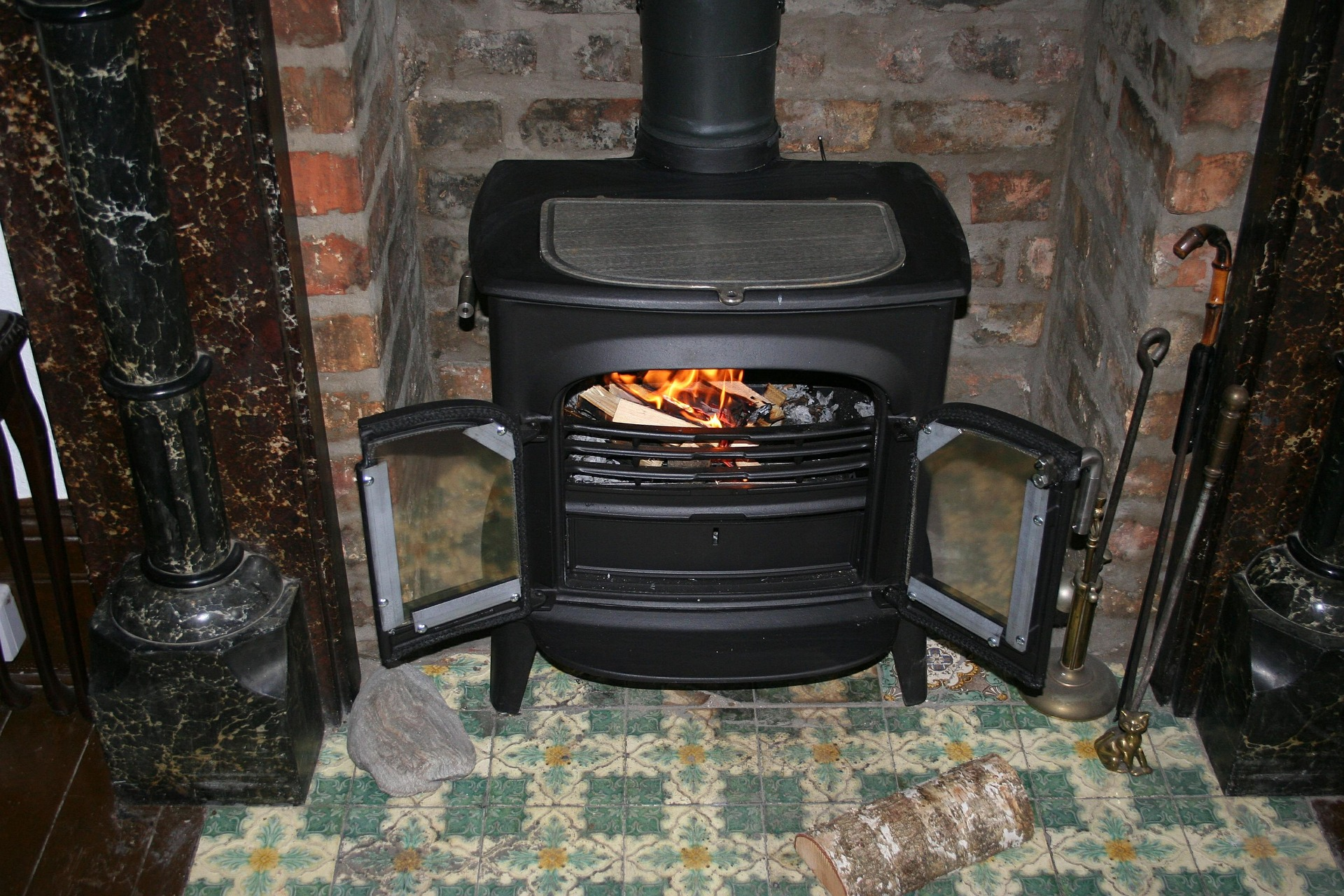 A wood burning stove